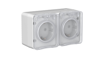 Розетка двойная AtlasDesign SE Profi54 накладная с з/к со шторками серая в Хабаровске