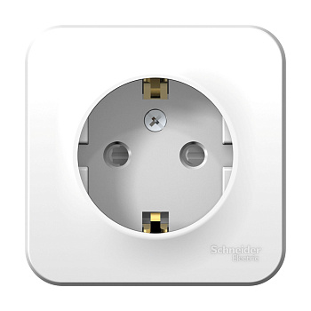 Розетка одинарная BLANCA SE накладная с заземлением со шторками с монтажной пластиной белая в Хабаровске