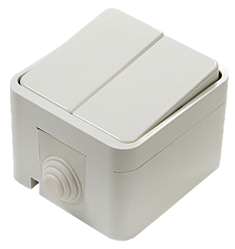 Выключатель двухклавишный AQUA белый полугерметичный 3200 IN HOME в Хабаровске