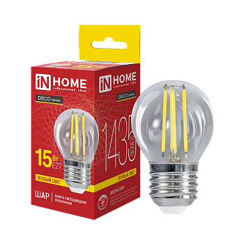 Лампа светодиодная LED-ШАР-deco 15Вт 230В Е27 3000К 1435Лм прозрачная IN HOME в Хабаровске