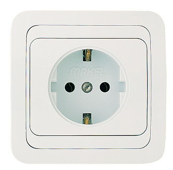 Розетка одинарная МИМОЗА MAKEL с заземлением белая в Хабаровске