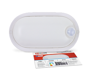 Светильник светодиодный герметичный СПП ИД-1065-ОВАЛ 10Вт 6500К 900Лм с инфракрасным датчиком IP65 160х88мм IN HOME в Хабаровске