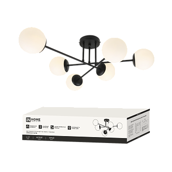 Светильник потолочный под лампу AURORA EASY-6G9-BL 6хG9 матовые плафоны, черный корпус IN HOME в Хабаровске