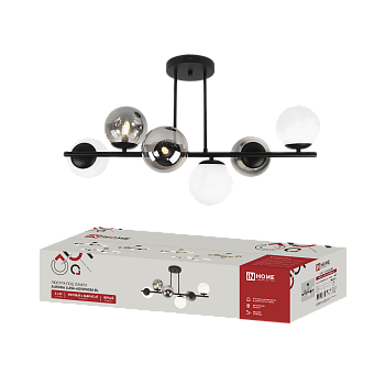 Люстра под лампу AURORA LUNA-6G9WHSM-BL 6xG9 матовые и дымчатые плафоны, черный корпус IN HOME в Хабаровске