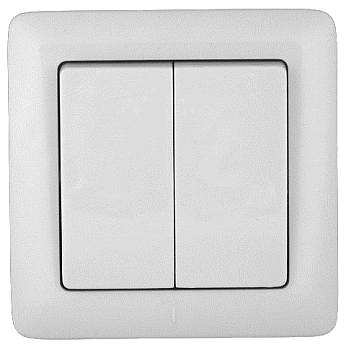 Выключатель двухклавишный ХИТ SE белый в Хабаровске