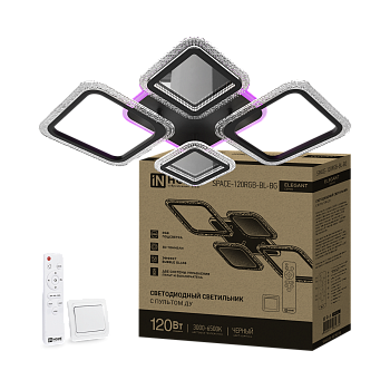 Светильник светодиодный ELEGANT SPACE-120RGB-BL-BG 120Вт 230В 3000-6500K 8400Лм 530х530х125мм пульт ДУ черный IN HOME в Хабаровске