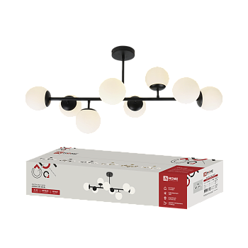 Светильник потолочный под лампу AURORA LUNA-8G9-BL 8xG9 матовые плафоны, черный корпус IN HOME в Хабаровске