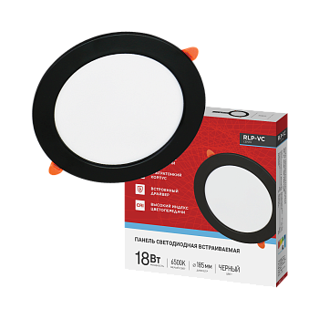 Панель светодиодная встраиваемая круглая RLP-VC 1865BL 18Вт 230В 6500К 1440Лм 185мм черная IP40 IN HOME в Хабаровске