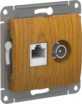 Розетка двойная ТВ+компьютерная RJ45, категории 5Е Glossa SE дуб в Хабаровске