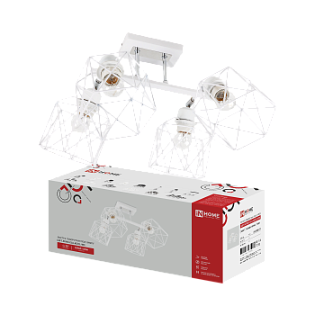 Люстра поворотная под лампу LOFT ATIKO-СLА-4E27L-WH 4хЕ27 белый, хром IN HOME в Хабаровске