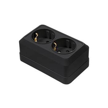 Розетка двойная с заземлением BOLLETO черная накладная 7128B IN HOME в Хабаровске