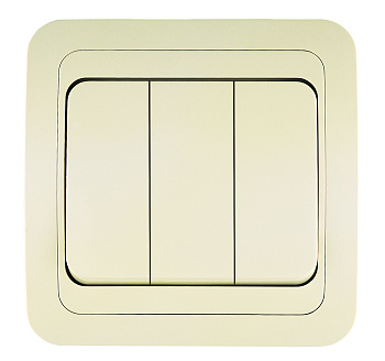Выключатель трехклавишный МИМОЗА MAKEL крем в Хабаровске