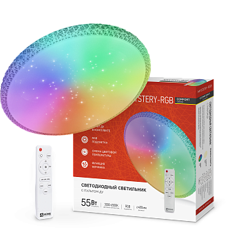 Светильник светодиодный COMFORT MYSTERY-RGB 55Вт 230В 3000-6500K 4400Лм 400x70мм с пультом дистанционного управления IN HOME в Хабаровске