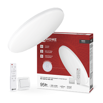 Светильник светодиодный NEO SIMPLE-95RC-WH 95Вт 230В 3000-6500K 7600Лм 460x67мм с пультом ДУ белый IN HOME в Хабаровске