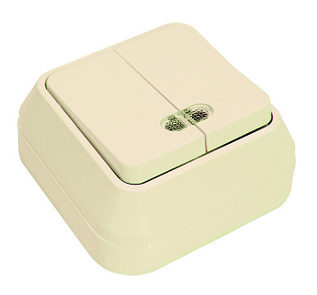 Выключатель двухклавишный накладной с подсветкой MAKEL крем в Хабаровске