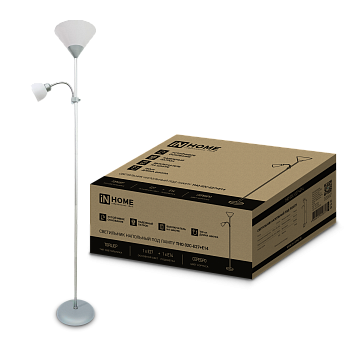 Светильник напольный под лампу ТНО 02-Е27+Е14С 230В белый плафон, серебряный корпус IN HOME в Хабаровске