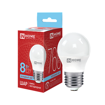 Лампа светодиодная LED-ШАР-VC 8Вт 230В Е27 6500К 760Лм IN HOME в Хабаровске