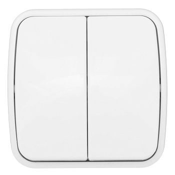 Выключатель двухклавишный НАКЛАДНОЙ Минск EKF белый в Хабаровске