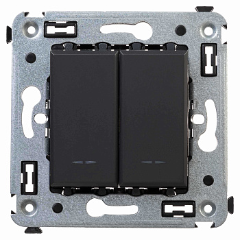 Переключатель двухклавишный в стену, Avanti "Черный матовый" DKC в Хабаровске