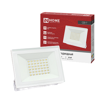 Прожектор светодиодный СДО-7 50Вт 230В 4000К IP65 белый IN HOME в Хабаровске