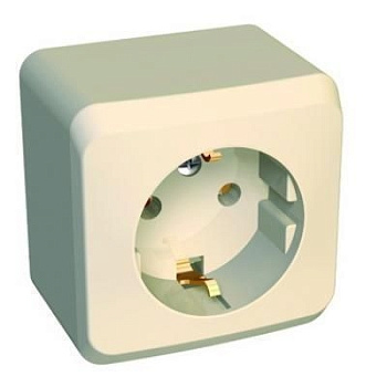 Розетка одинарная ЭТЮД SE накладная с заземлением крем в Хабаровске