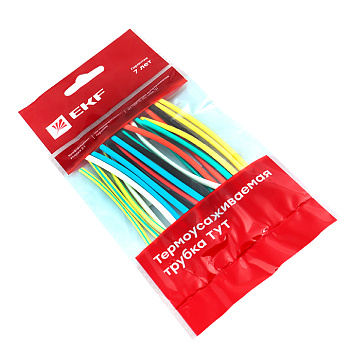 Термоусаживаемая трубка ТУТ нг 4/2 набор 7 цветов по 3 шт 100мм EKF PROxima в Хабаровске