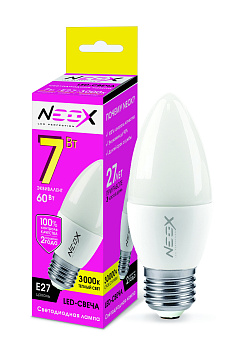 Лампа светодиодная LED-СВЕЧА 7Вт 230В Е27 3000К 560Лм NEOX в Хабаровске