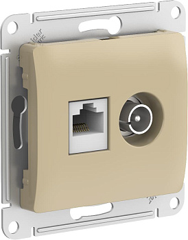 Розетка двойная ТВ+компьютерная RJ45, категории 5Е Glossa SE титан в Хабаровске