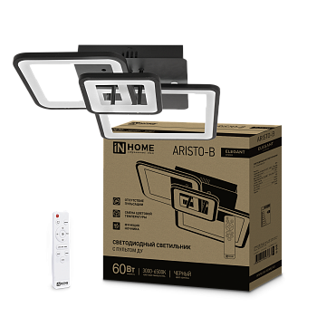 Светильник светодиодный ELEGANT ARISTO-B 60Вт 230В 3000-6500K 4700Лм 530х448х150мм пульт ДУ черный IN HOME в Хабаровске