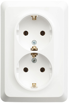 Розетка двойная ЭТЮД SE с заземлением белая PC16-107B в Хабаровске