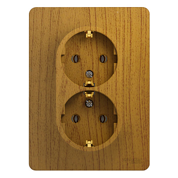 Розетка двойная Glossa SE с заземлением дуб в сборе в Хабаровске