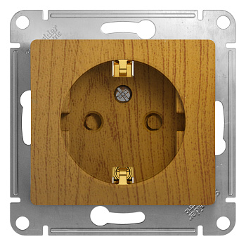 Розетка одинарная Glossa SE с заземлением со шторками дуб в Хабаровске