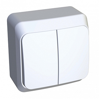 Выключатель двухклавишный ЭТЮД SE накладной белый в Хабаровске