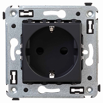 Розетка в стену, 2P+E, с з/ш, Avanti "Черный матовый" DKC в Хабаровске