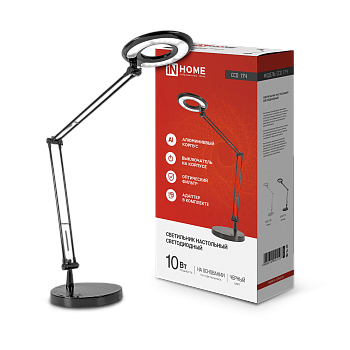 Светильник настольный светодиодный CRAFT ССО-17Ч 10Вт 6500К 700Лм с оптическим фильтром, с адаптером ЧЕРНЫЙ IN HOME в Хабаровске