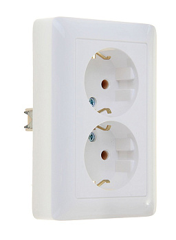 Розетка двойная ХИТ SE с заземлением белая в Хабаровске
