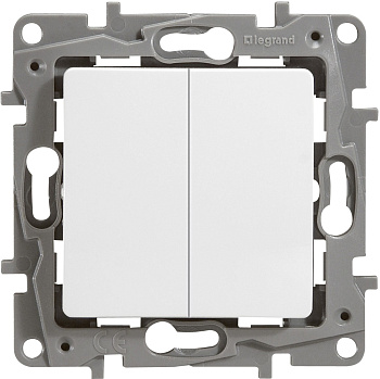 Выключатель двухклавишный ETIKA Legrand белый в Хабаровске