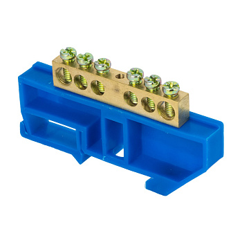 Шина "0" N (8х12мм) 6 отверстий латунь синий изолятор на DIN-рейку EKF  PROxima в Хабаровске