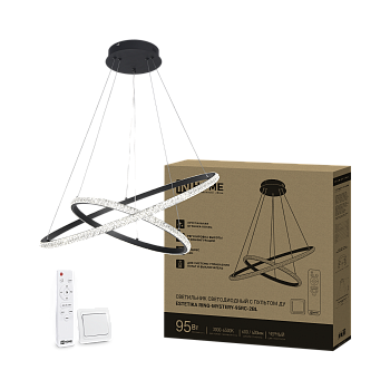 Светильник светодиодный ESTETIKA RING-MYSTERY-95RC-2BL 95Вт 3000-6500K 600/400 1.2м трос пульт ДУ черный IN HOME в Хабаровске