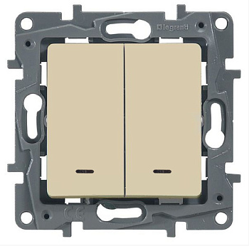 Выключатель двухклавишный ETIKA Legrand с подсветкой крем в Хабаровске