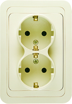 Розетка двойная МИМОЗА MAKEL с заземлением крем в Хабаровске
