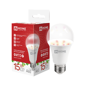 Лампа светодиодная LED-A60 PRO-ФИТО полный спектр 15Вт 230В Е27 IN HOME в Хабаровске