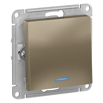 Выключатель одноклавишный AtlasDesign SE с подсветкой шампань в Хабаровске