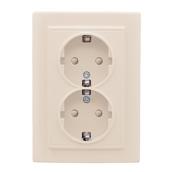 Розетка 2-местная СП с заземлением 16А бежевый с защитной шторкой Минск EKF в Хабаровске