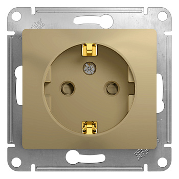 Розетка одинарная Glossa SE с заземлением со шторками титан в Хабаровске