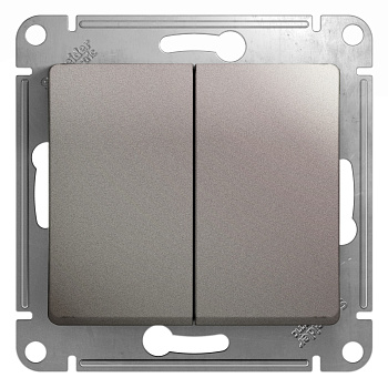 Выключатель двухклавишный Glossa SE платина в Хабаровске