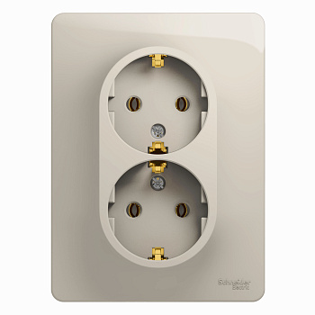 Розетка двойная Glossa SE с заземлением молочная в сборе в Хабаровске