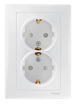 Розетка двойная SEDNA Schneider Electric со шторками с заземлением белая в Хабаровске