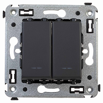 Выключатель двухклавишный в стену, Avanti "Черный матовый" DKC в Хабаровске