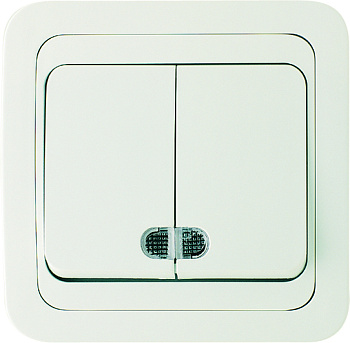 Выключатель двухклавишный МИМОЗА MAKEL с подсветкой белый в Хабаровске